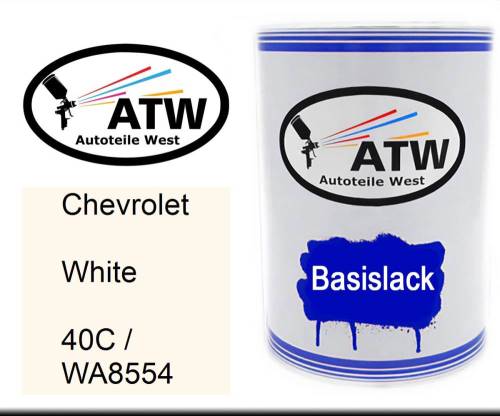 Chevrolet, White, 40C / WA8554: 500ml Lackdose, von ATW Autoteile West.